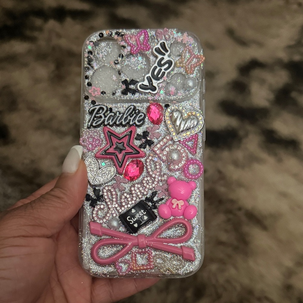 Decorative Pink and Silver Phone Case